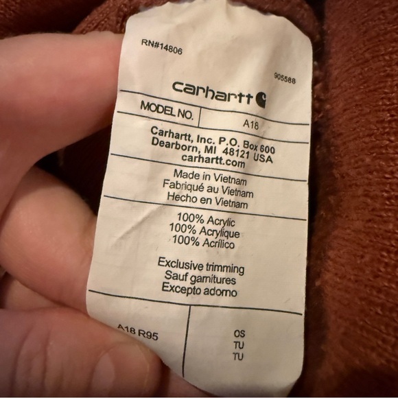 Carhartt Rust Brown Knit‎ Beanie Hat Unisex Size Winter Streetwear - Picture 4 of 4